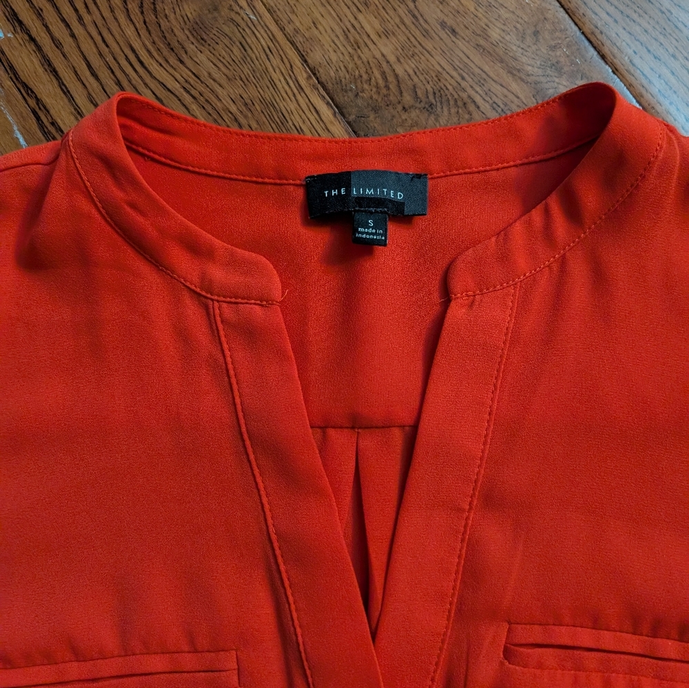 EUC Ladies The Limited Semi-Sheer Sleeveless Tank Blouse Shirt Red/Orange Sz S - Picture 5 of 8